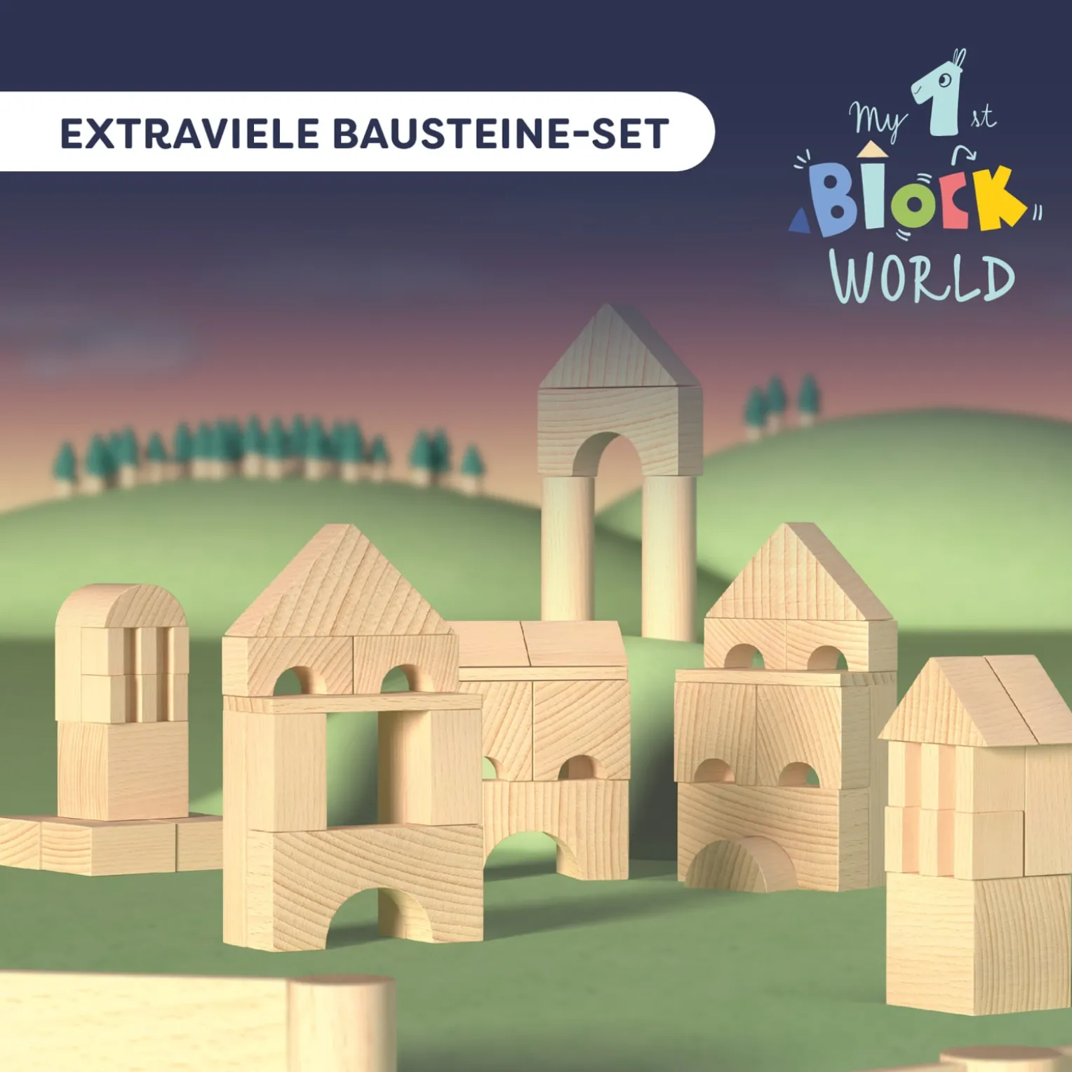 Bausteinwelt, My 1st Block World – extra viele Bausteine, 62 Steine