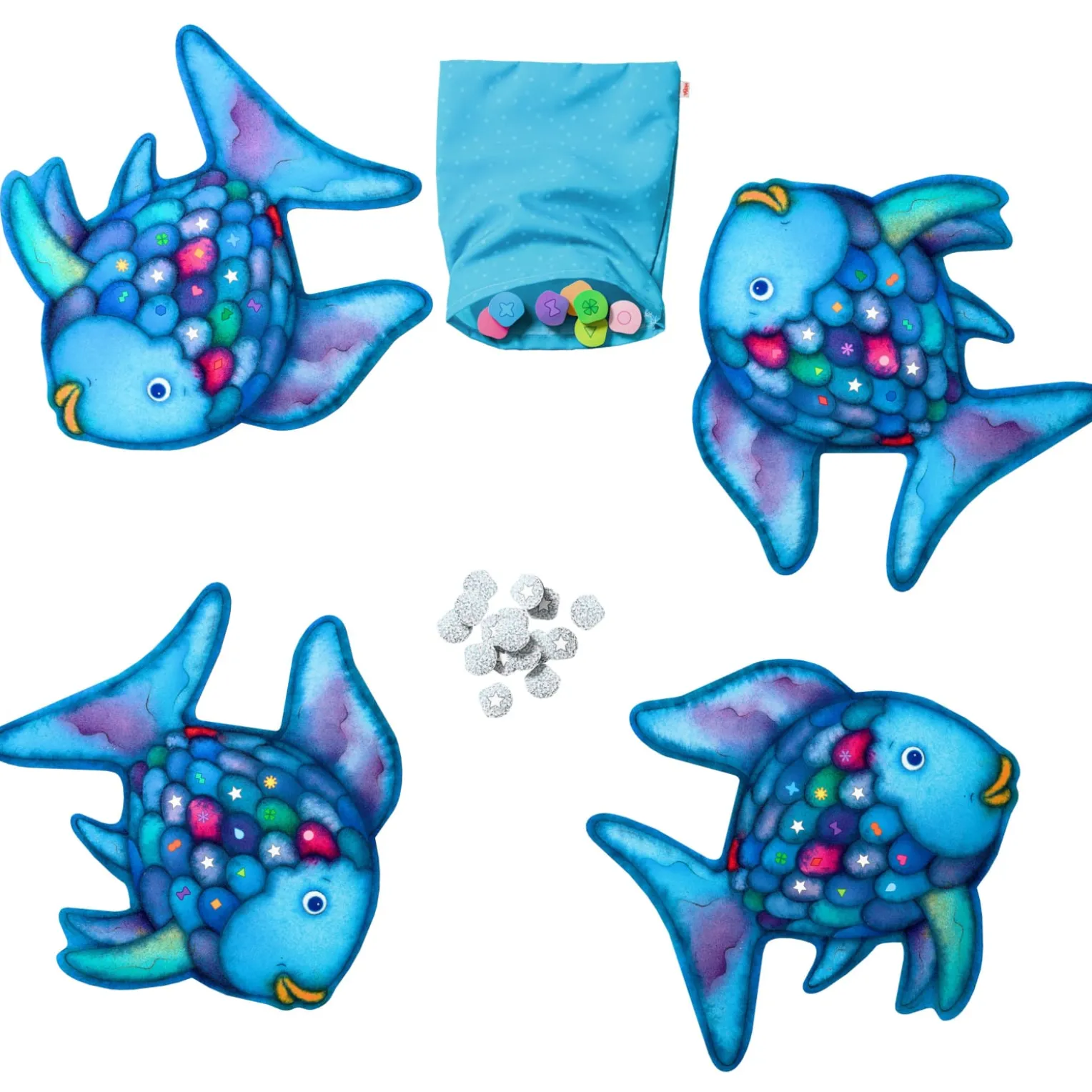 Der Regenbogenfisch – Glitzer-Bingo, Farbenspiel, ab 3 Jahren