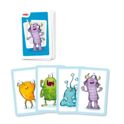 3er Set Kartenspiele, ab 5 Jahre – Monster Trumpf, Rommé, Mix-Max