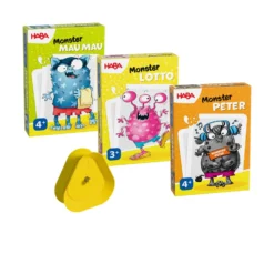 3er Set Kartenspiele, ab 3 J. – Mau Mau, Lotto, Peter + Kartenhalter