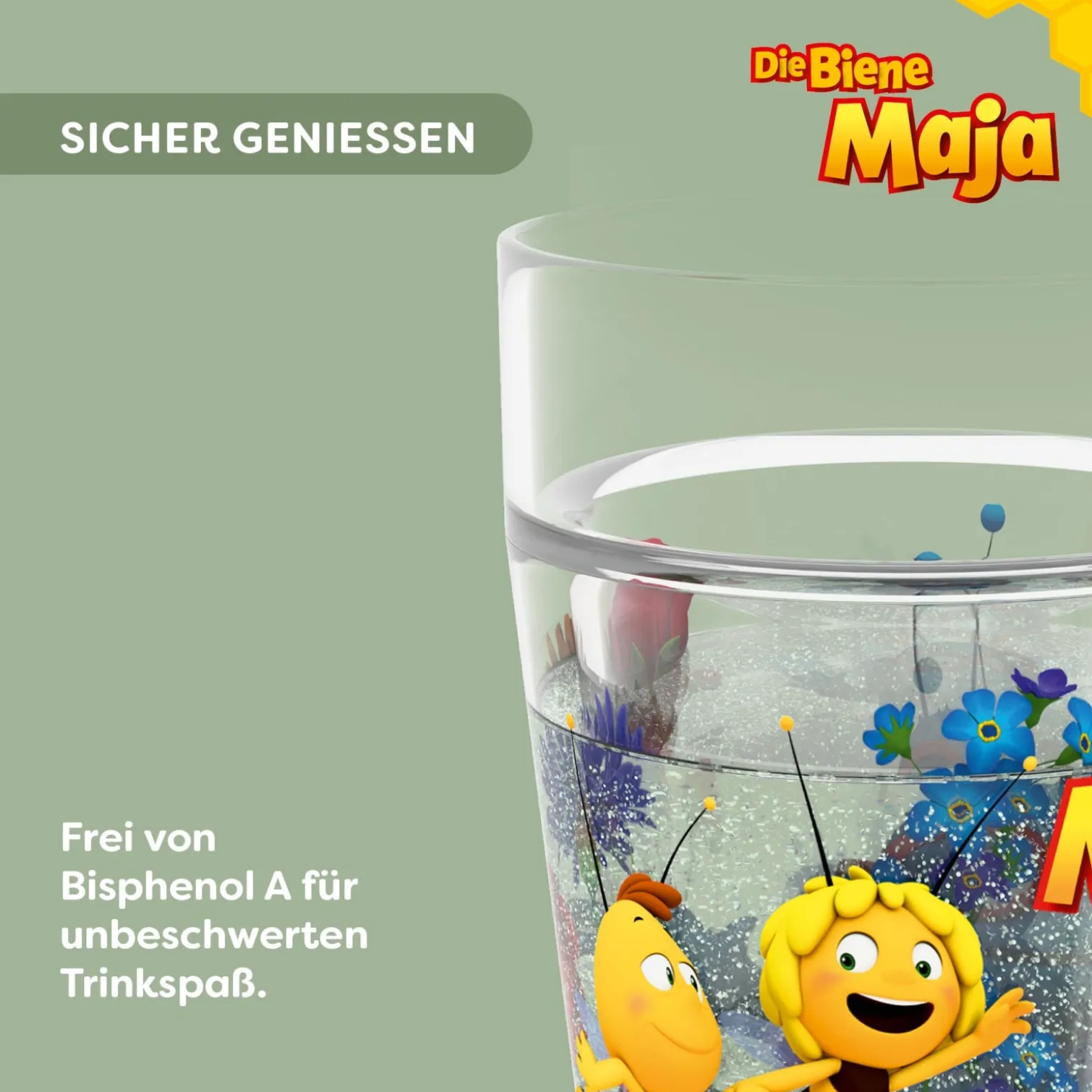 Glitzerbecher, Die Biene Maja, Kinderbecher, BPA-frei