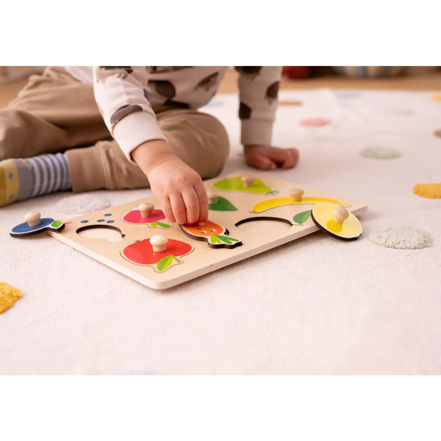 Greifpuzzle Obst und Gemüse, 8-teiliges Holzpuzzle, ab 12 Monaten