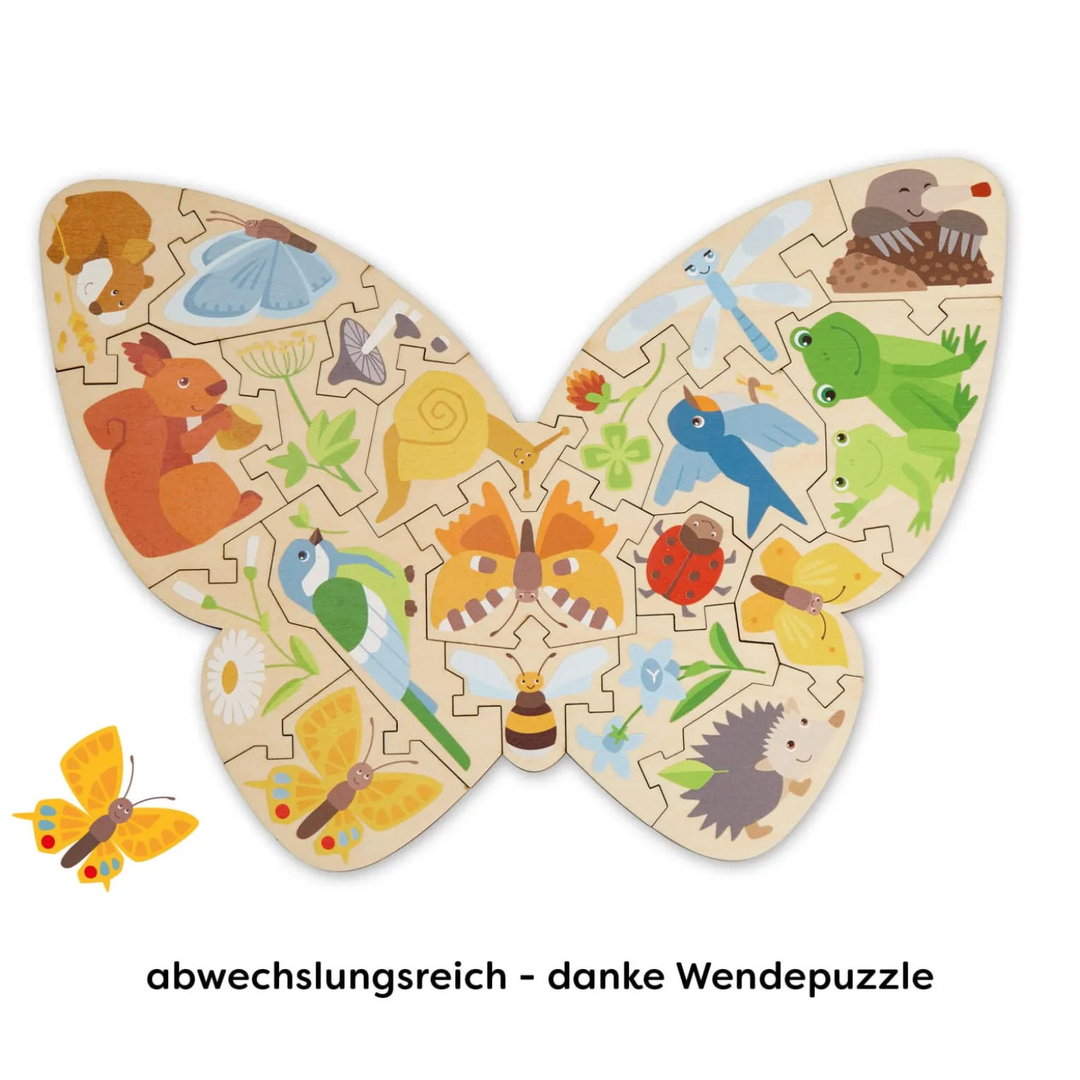 Kinder Holzpuzzle Schmetterling, 20-teiliges 2 in 1 Puzzle, ab 4 Jahren