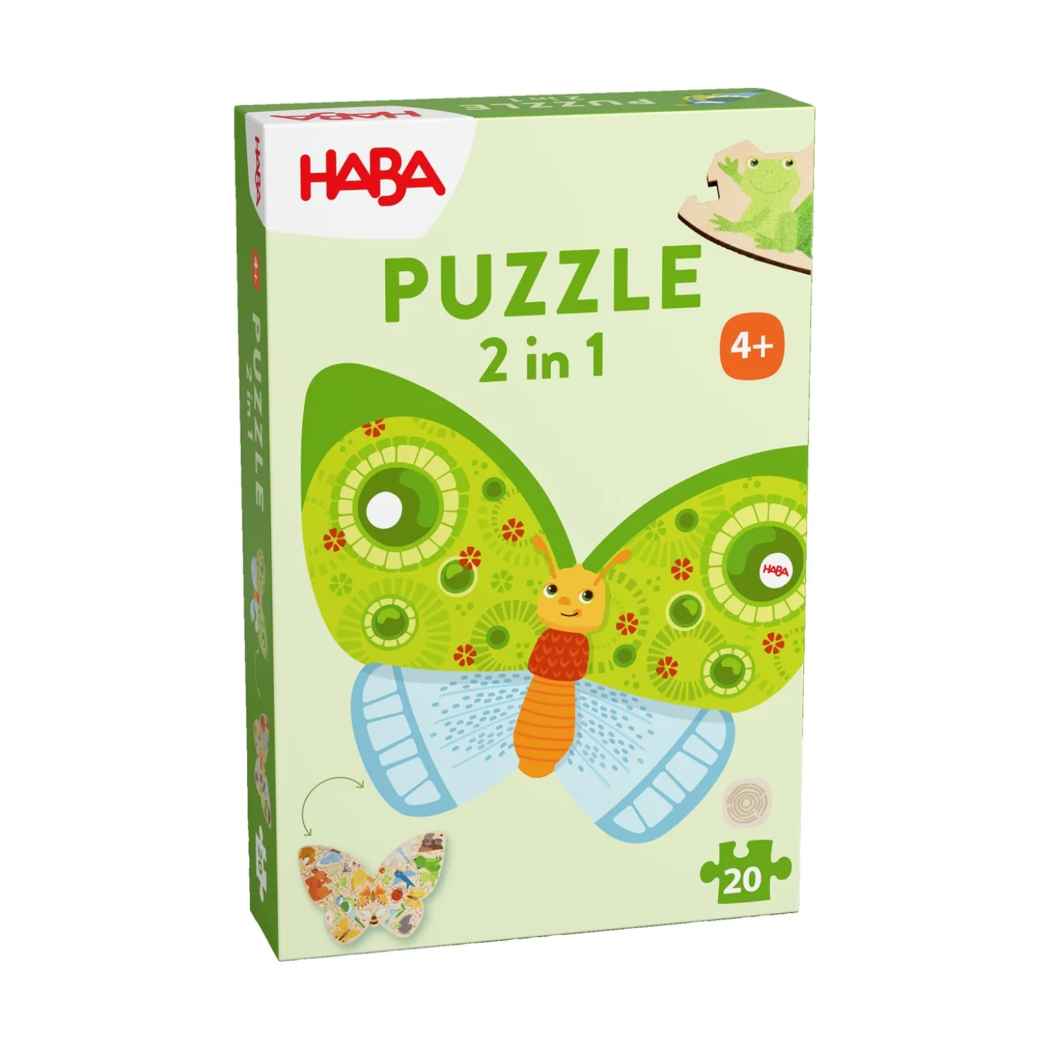 Kinder Holzpuzzle Schmetterling, 20-teiliges 2 in 1 Puzzle, ab 4 Jahren