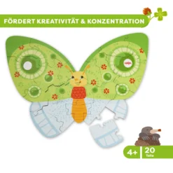 Kinder Holzpuzzle Schmetterling, 20-teiliges 2 in 1 Puzzle, ab 4 Jahren