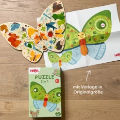 Kinder Holzpuzzle Schmetterling, 20-teiliges 2 in 1 Puzzle, ab 4 Jahren