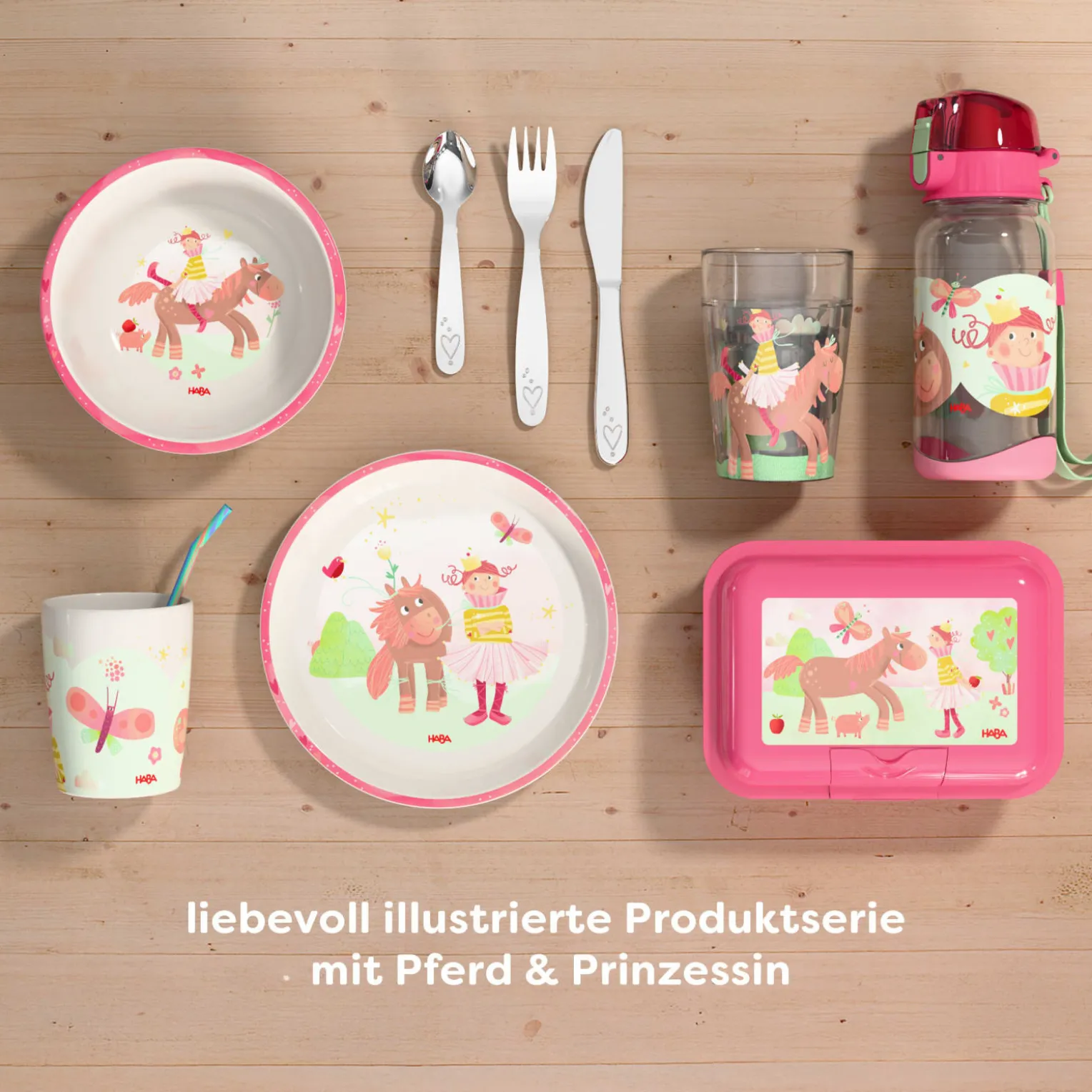 Lunch-Set Prinzessin für Kinder, Prinzessinnen-Brotdose & -Trinkflasche