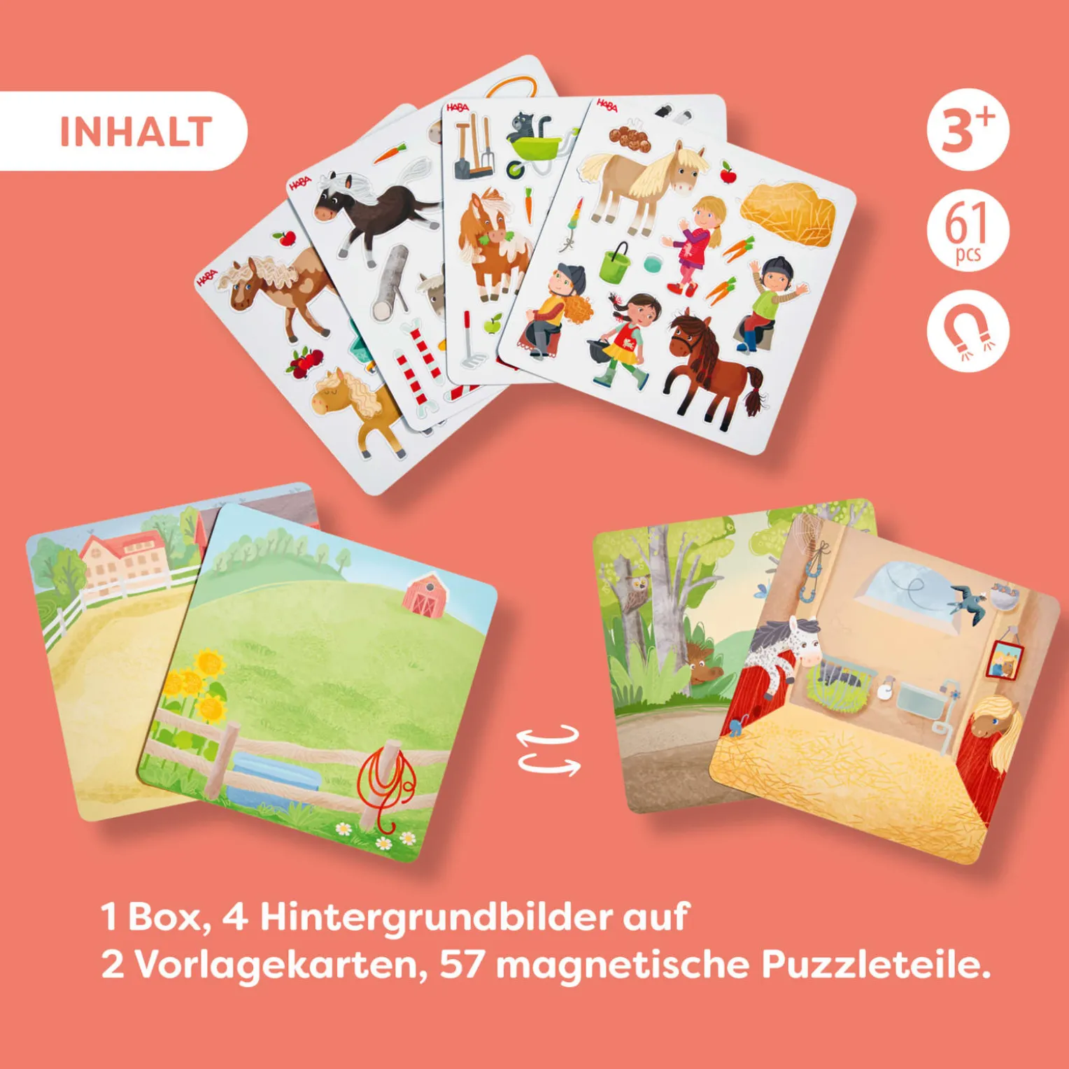 Magnetspiel-Box Pferde