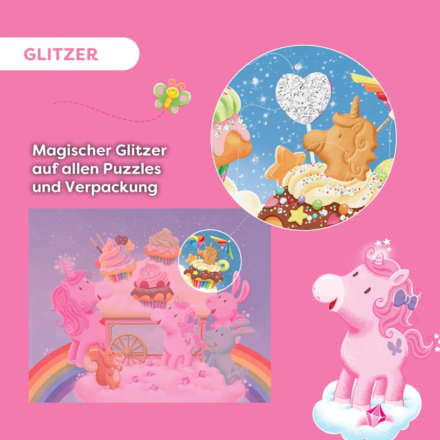 3 Puzzles - Einhorn Glitzerglück