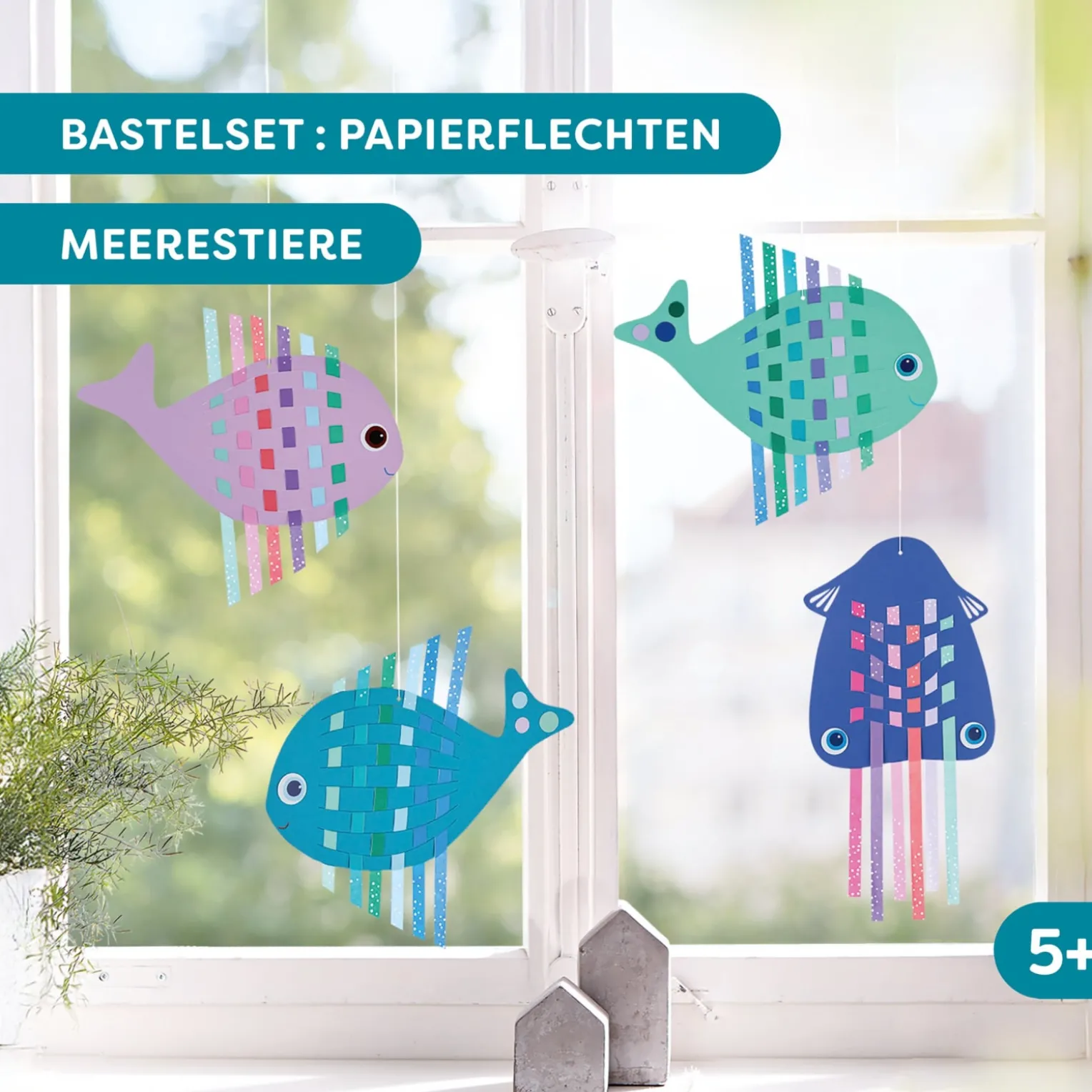 Sachenmacher Bastelset Papierweben Meerestiere, 4 Stück, ab 5 Jahren