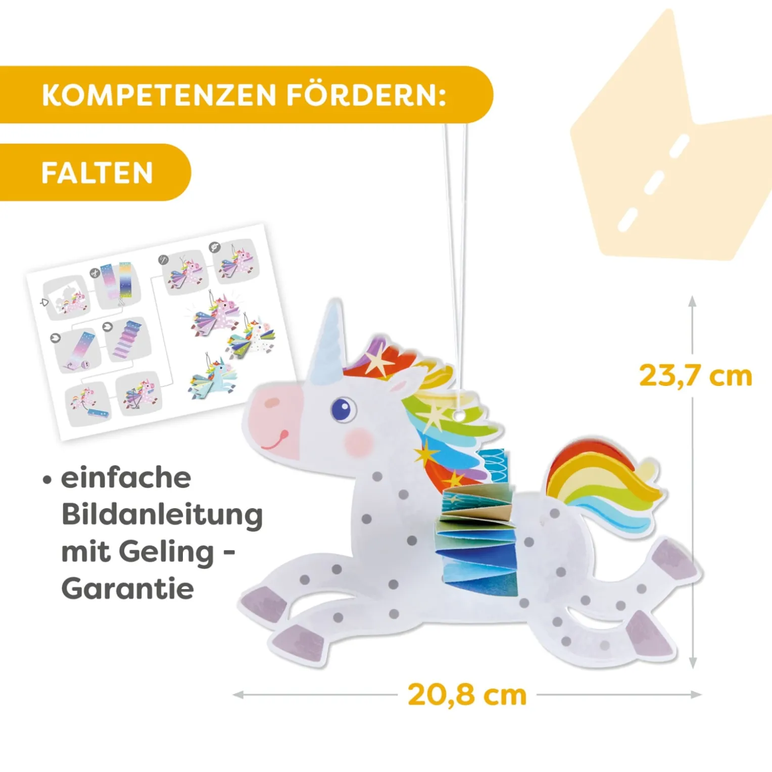 Sachenmacher Erstes Falten Regenbogen-Einhörner, Bastelset, 6 St., ab 3 J.