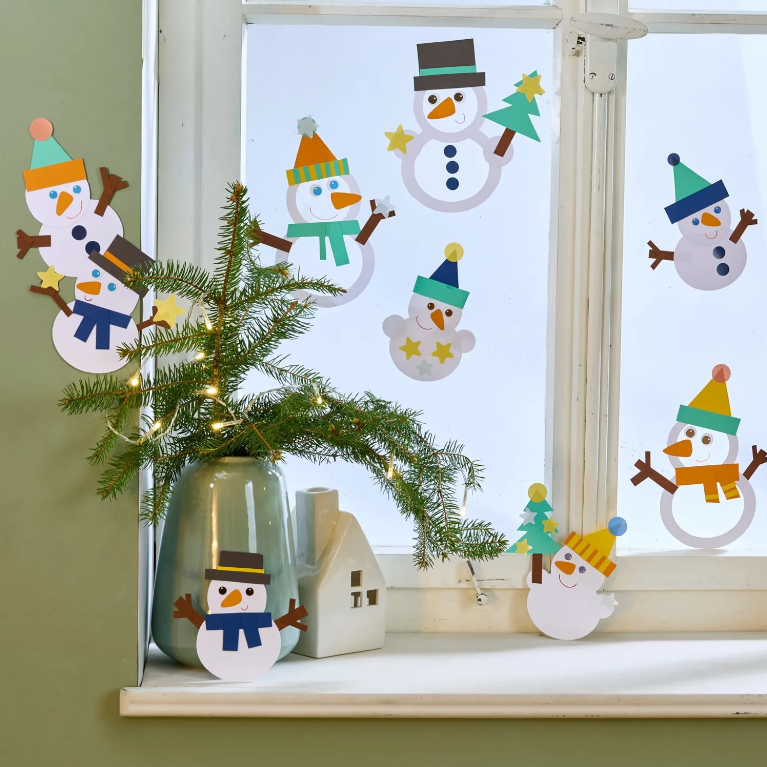 Sachenmacher Fensterbild Schneemänner, Bastelset Winter, 9 St., ab 5 J