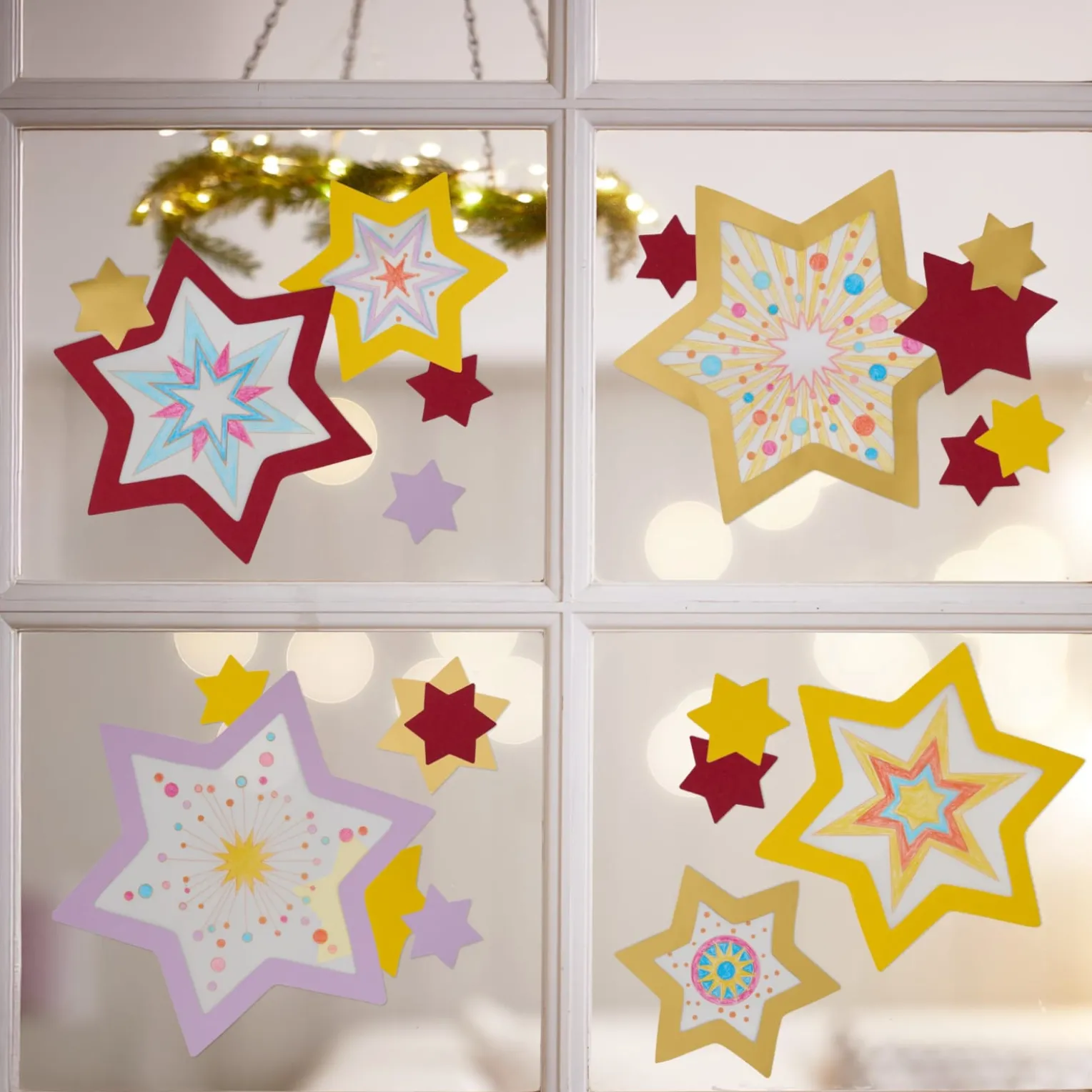 Sachenmacher Fensterbild Sterne, Bastelset Weihnachten, 32 St., ab 5 J