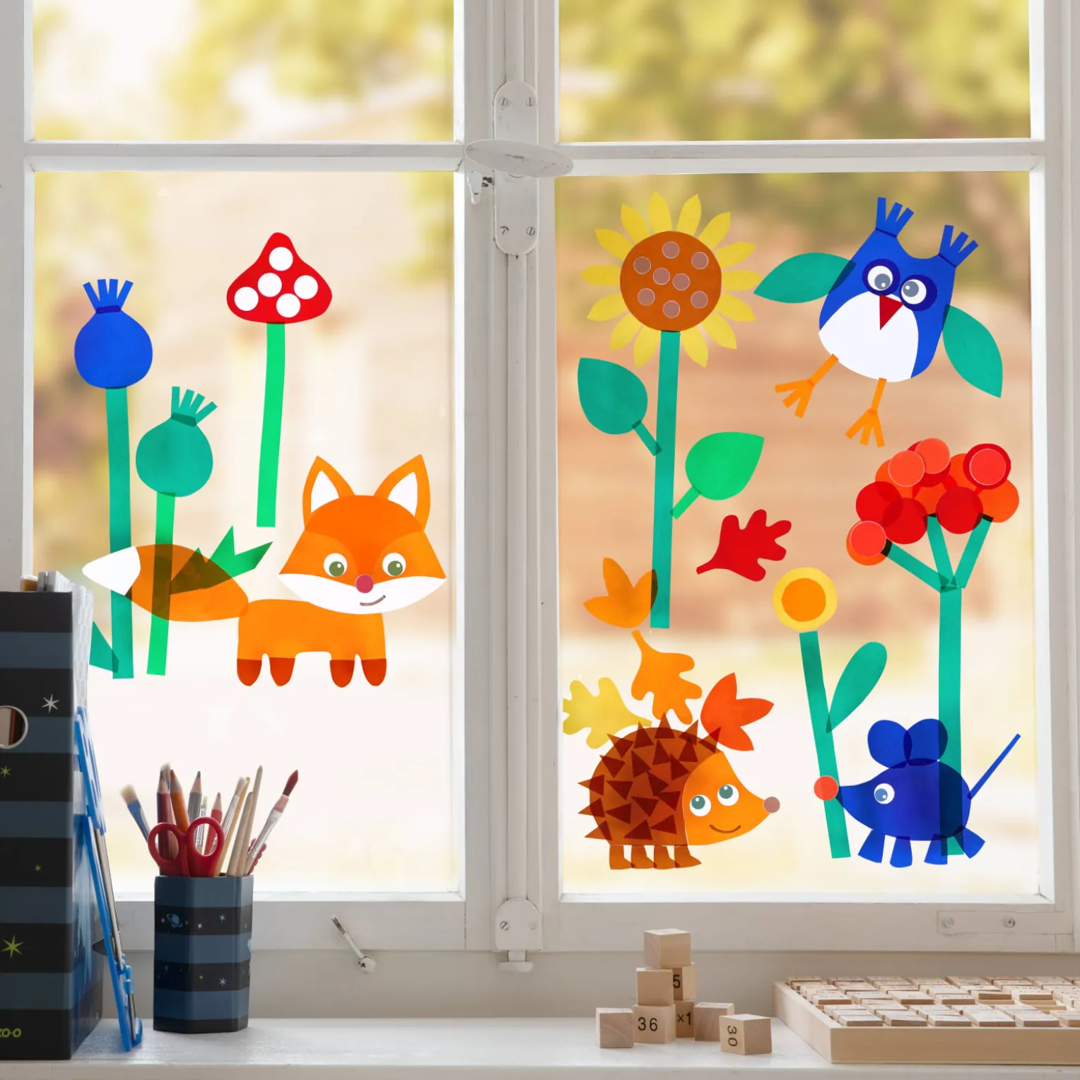 Sachenmacher Fensterbild Waldtiere, Bastelset Herbst, ab 5 Jahren