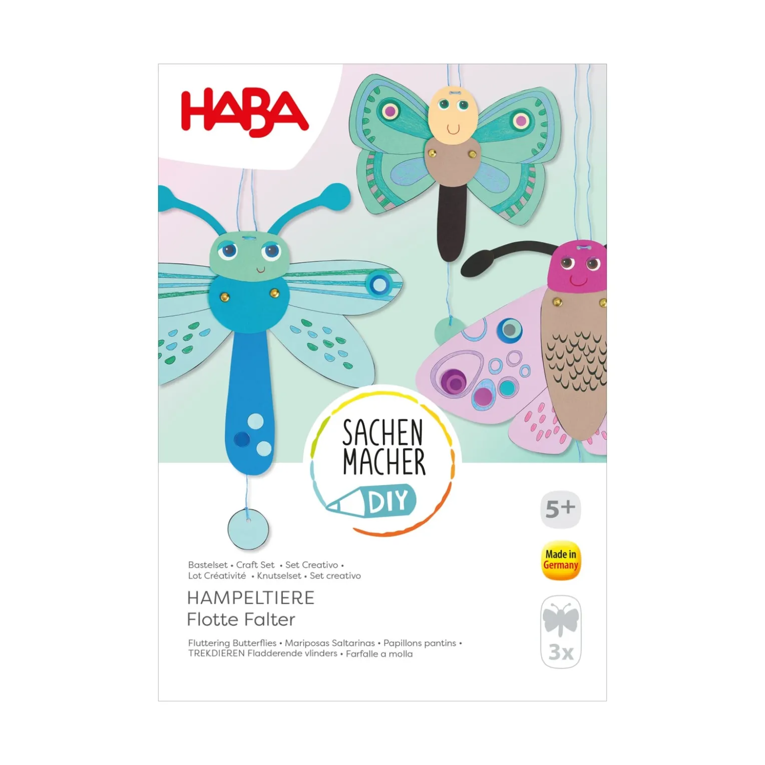 Sachenmacher Hampeltier, Bastelset Schmetterlinge, 3 Stück , ab 5 J.