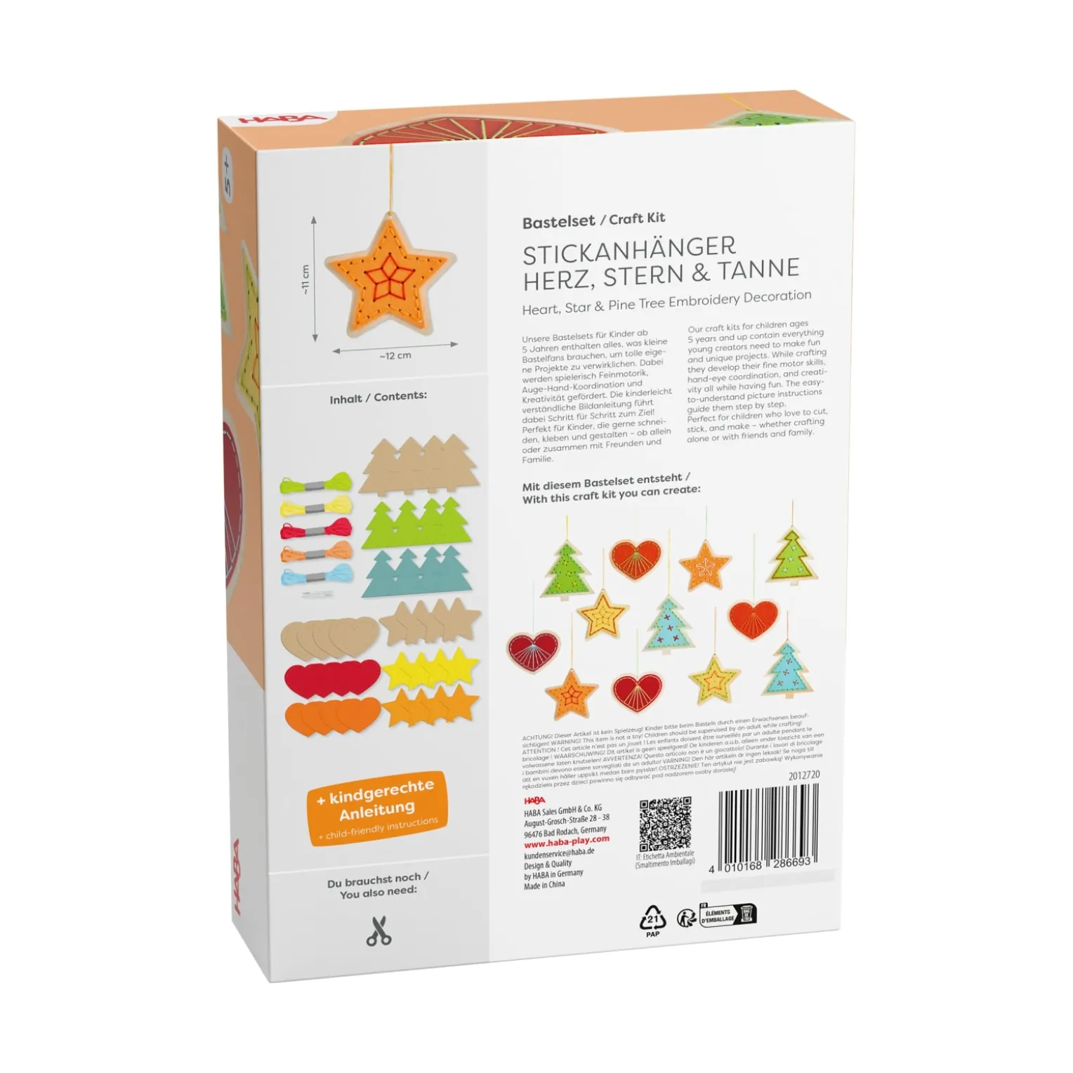Sachenmacher Holz-Stickanhänger, Bastelset Weihnachten, 12 St., ab 5 J