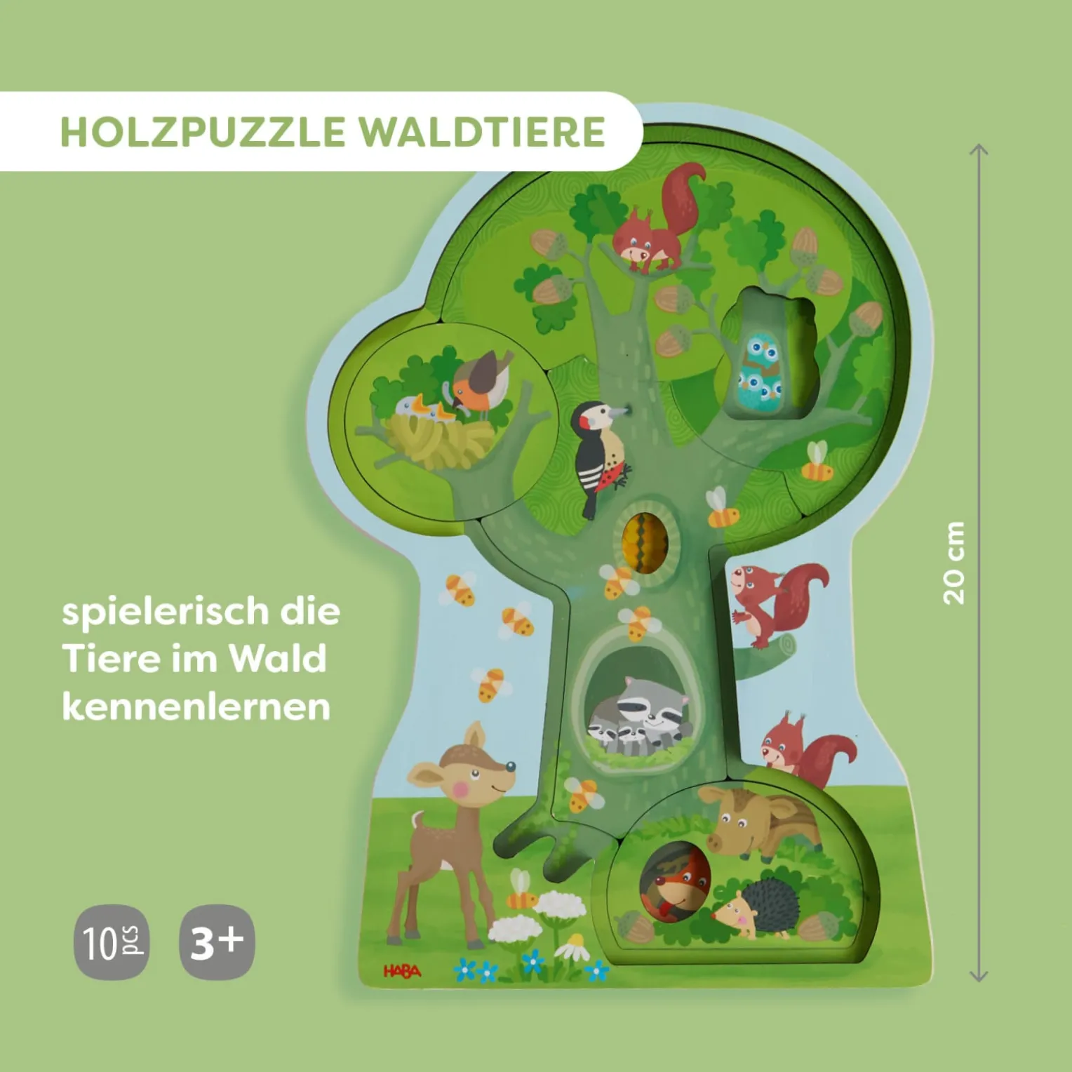 Schichtpuzzle Waldtiere, aus Holz, ab 3 Jahren