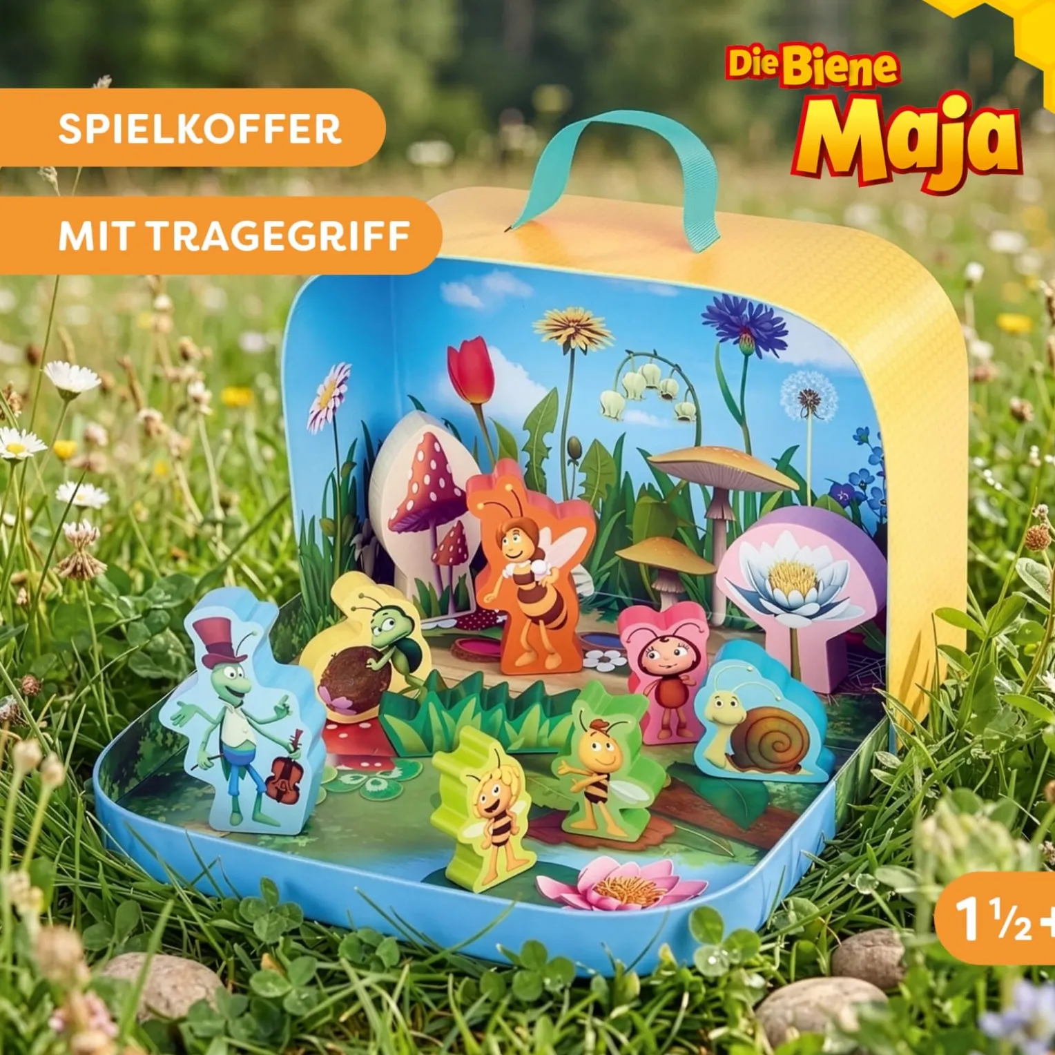 Spielkoffer, Die Biene Maja, mit 10 Holzfiguren, ab 18 Monaten
