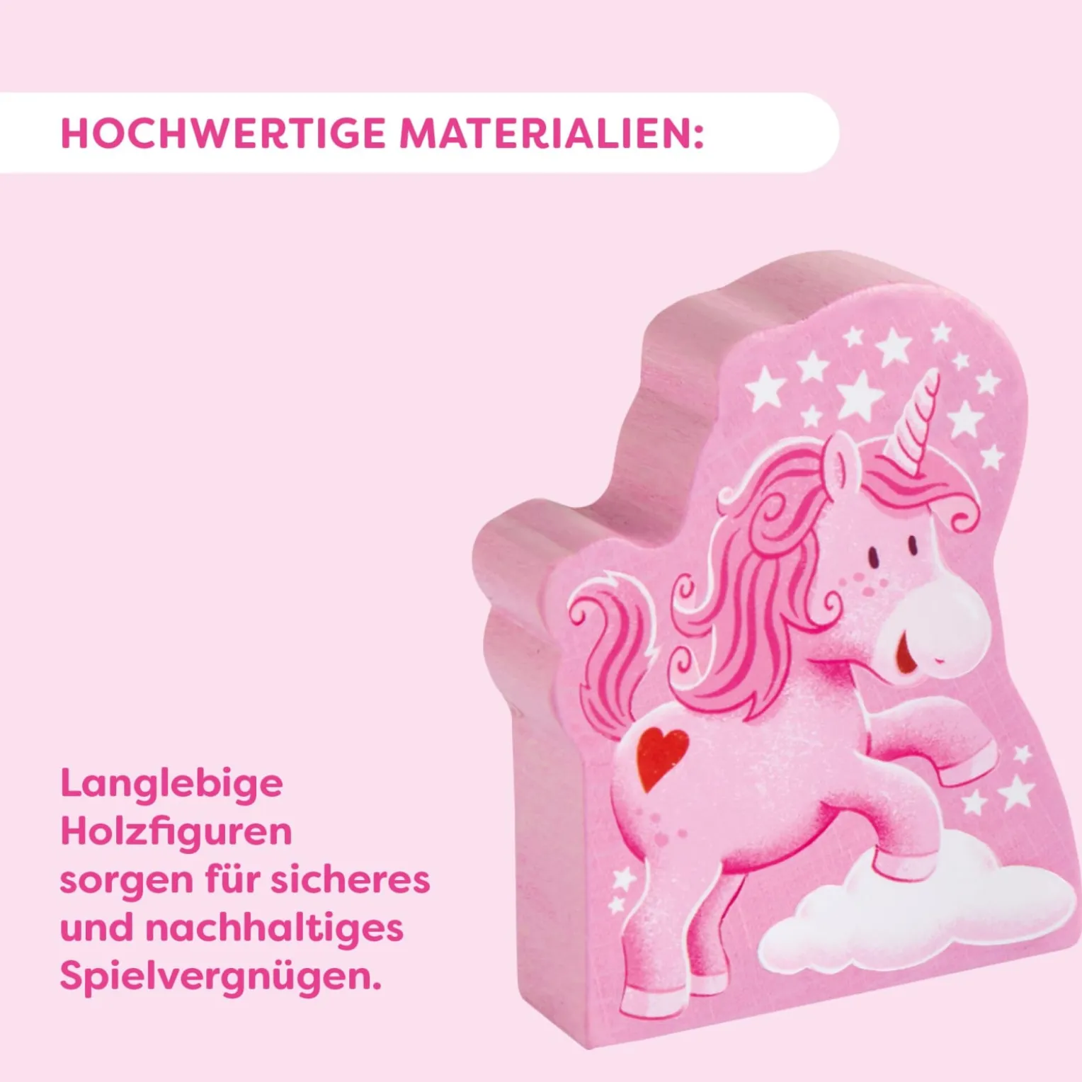 Spielkoffer, Einhorn Glitzerglück, mit 6 Holzfiguren, ab 18 Monaten