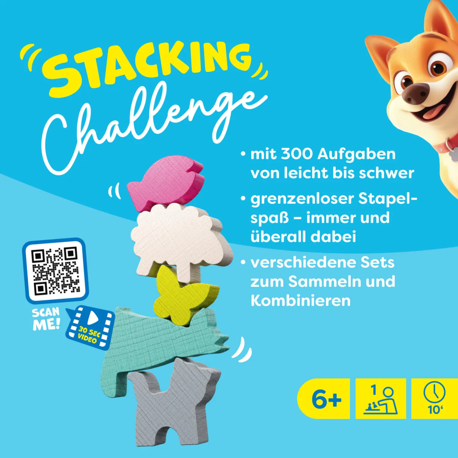 Stacking Challenge Animals, Stapelspiel Tiere, ab 6 Jahren