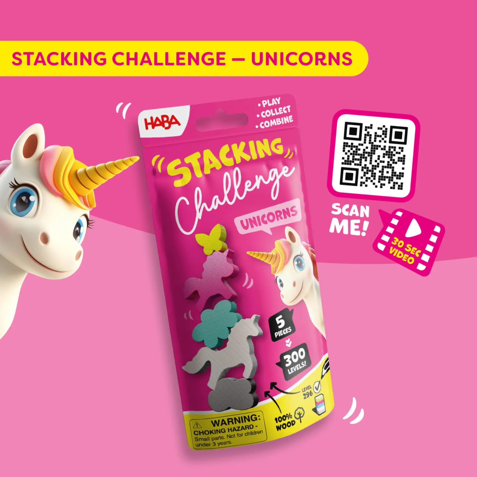 Stacking Challenge Unicorns, Stapelspiel Einhörner, ab 6 Jahren