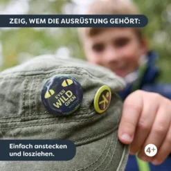 Terra Kids Ansteckbuttons für Kinder mit Abenteuermotiven, 4-er Set