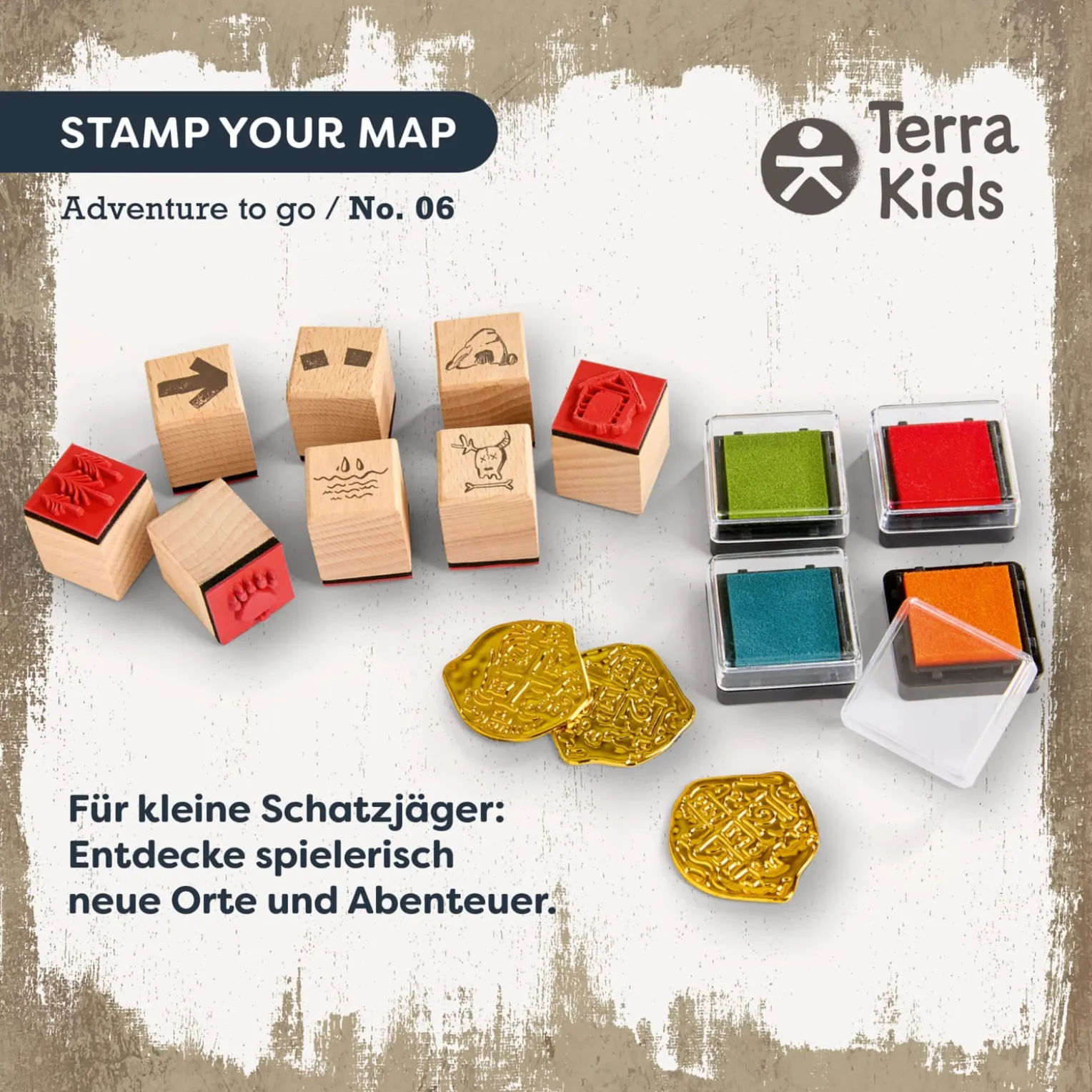 Terra Kids Kinder-Stempelset für Schatzsuche, inkl. Stempelkissen